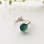 glass × bijou ゴールドリング (Green)