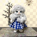 こはるちゃん用　薄いグレーもふもふ帽子とショールセット
