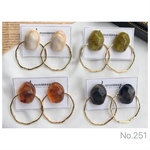 [New]ピアス　イヤリング　おおぶり　大ぶり　クリア　フープ　カボション　くすみ　アクリルパーツ　2way