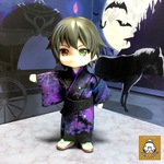 ねんどろいどどーるサイズ　手描き柄の着物：ハロウィン/紫