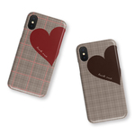 Big Heart♡秋色グレンチェック 名入れ/スマホケース/ハート/iPhoneケース/iPhoneSE2/iPhone8/iPhoneXS/iPhone12pro/Xperia/Galaxy