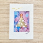 🎄透明水彩画「クリスマスツリー 」イラストポストカード２枚セット クリスマスカード🎄
