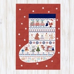 クリスマスポストカード　靴下とどうぶつ