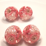 ピンクのお花とパールのノンホールピアス2☆