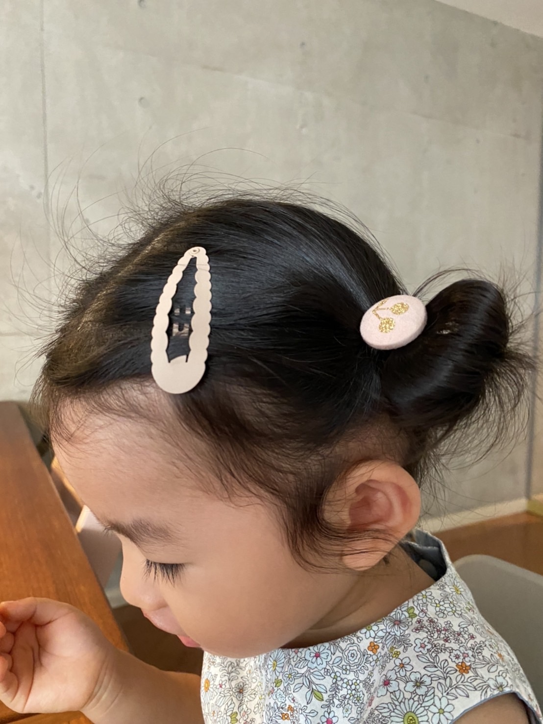 くすみカラー×さくらんぼワッペン×花柄 ヘアゴム ベビー キッズ