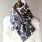 ネックウォーマー（タンバリン・伊勢丹ネイビー/ボア・オフホワイト）ハンドメイド・ミナペルホネンの生地使用