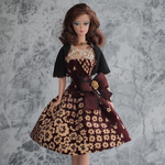 ビーズ刺繍付き別珍ワンピース・リバーシブルボレロ・コサージュ・ネックレス4点セット【Barbie  FR Poppyparker  Misaki】
