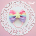 リボンヘアゴム　キッズ　虹色ポニー