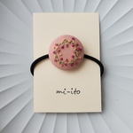 刺繍ヘアゴム🌷　no.654　くるみボタン　💛送料無料💛　