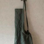 【再販】リネン100% 新色カーキ ギャザーたっぷりのエプロン