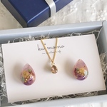 𝕜𝕦*𝕞𝕠𝕞𝕠𖦥⚘𖡡𖤣ヴィンテージローズカラー 16KGP ネックレス しずくレジン アンティーク フラワー ピアス