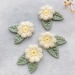 6個  ベージュ　花　カボション   フラワー パーツ　刺繍