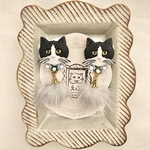 ❤️再販②❤️ シュールな猫のアクセサリー　ハチワレ　ピアス　イヤリング　ブローチ　昭和レトロポップ　ファンシー　大ぶり　黒猫　レトロガール　ガーリー　黒