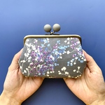 319.木玉親子がま口財布　パープルフラワー