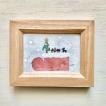 🎄透明水彩画「大きなクリスマスブーツ」北欧イラストミニ額  クリスマスツリー　クリスマスプレゼント　ギフト　プチギフト　クリスマス🎄