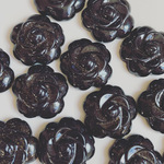 再販無し◆ デッドストック  20mm 薔薇　カボション　ブラック
