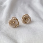 【かぎ針編み】レース糸で編んだお花のピアス