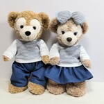 ダッフィー&シェリーメイsサイズ・コスチューム（白グレーボーダー&デニム)
