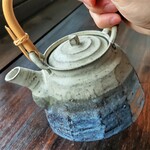 青いモダンな面取り土瓶（急須）