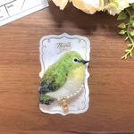羊毛フェルト  小鳥 メジロのブローチ