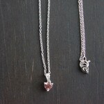 ピンクトルマリン　ハートシェイプカットCZネックレス　SILVER925
