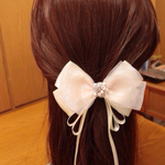 【★新発売★】大人可愛い♡ビジュー付きChampagne Goldオーガンジーのお姫様リボンバレッタ