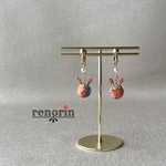 オレンジカラー petit lapin(プティラパン) ピアス　イヤリング　(オレンジ) リバティ生地　つまみ細工　うさぎ　七五三