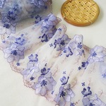刺繍レース 両山 ダブル 紫色 花 着物 半衿 リメイク スカラップ アジアン ヴィンテージ アンティーク エスニック