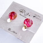 【SALE】フルイドアートイヤリング【レッド】No.172