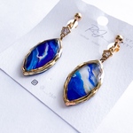 【SALE】ジルコニアとフルイドアートピアス/イヤリング【ブルー】No.181