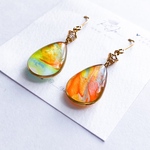 【SALE】フルイドアートピアス/イヤリング【オレンジ×イエロー】No.184