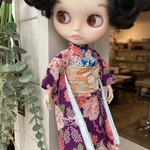 再販☆ブライス　アウトフィット☆着物☆和柄　花柄☆紫☆ネオブライス☆1/6ドール着物☆送料込み