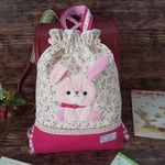 ☆春に向けての新作☆『うさぎアップリケ🐰』『ピンク野いちご生成り🍓』入園・入学グッツ♪トートバッグor絵本バック