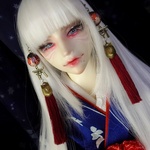 ◆狐面髪飾り (金古美×海老茶)◆ 1/4～1/3ドール向けアクセサリー　※ドール向け髪飾り
