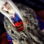 ◆ファーストール＋ブローチSet◆ダークグレー 1/3ドール向けサイズ