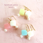 春色パステル①スウィートキューブピアス/イヤリング