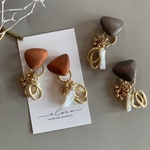 さんかくwood×淡水パール♢2way earring or pierce