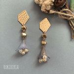 RUKIRIRIA #632 ゴールド×ベルフラワーパールピアス  大ぶりピアス 大ぶりイヤリング 