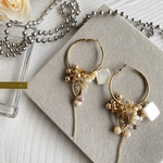 ピアス　ネックレス　2ウェイバロックパール　シェルビーズ　メタルパーツ　ピアス＆ネックレス　#94