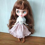 再出品256.※単品※ピンクの編み上げリボンのスカート※ブライスアウトフィット※1/6ドール服