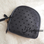 〈ラウンド〉シースルードット柄　イニシャル&リボン付　ポーチ