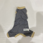 犬服ロンパース　紺&グレーボーダー(イエローリブ)XXSサイズ　