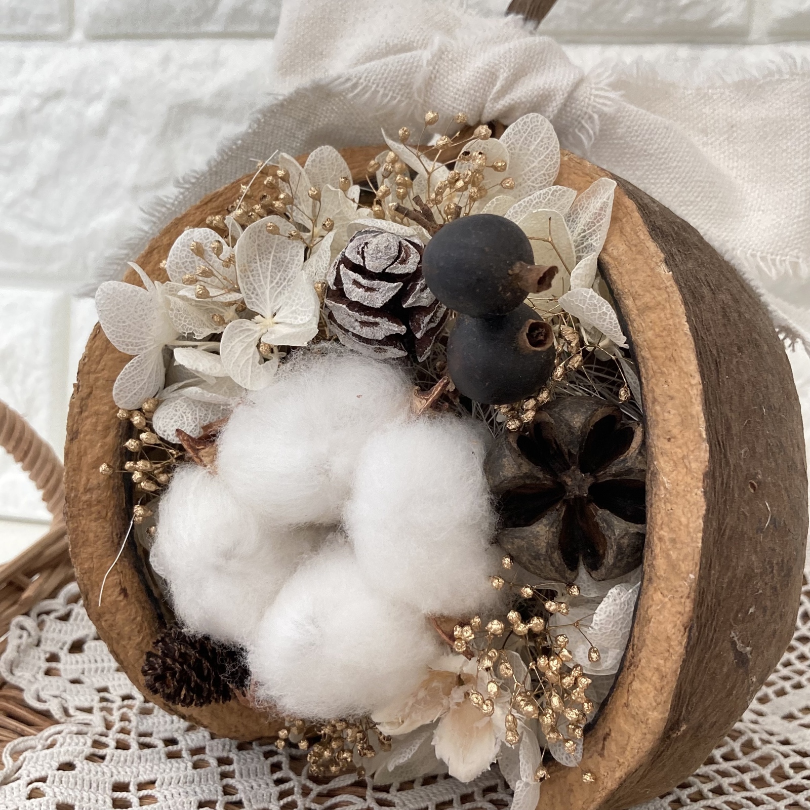 outlet》【no.65】コットンフラワーと木の実たっぶりブッダナッツ