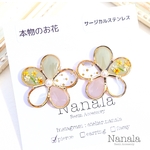 本物のお花のフラワーピアス　レジンアクセサリ―