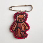 カラフルなパッチワークベアNo.9 ブローチ