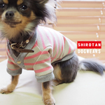 SS / S / M / 　春 桜  ピンク×グレー　ボーダー カーディガン 犬服