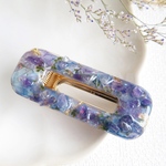 天然石［アメジスト］とお花レジンヘアクリップ ブルーパープル