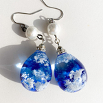 SALE☆雲レジン☆深い青空☆空たまご☆サージカルステンピアス