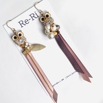 owls × pink  earring/pierce