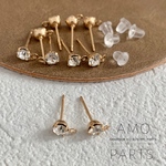 [30pcs]A級ガラスストーン  カン付きピアス ゴールド